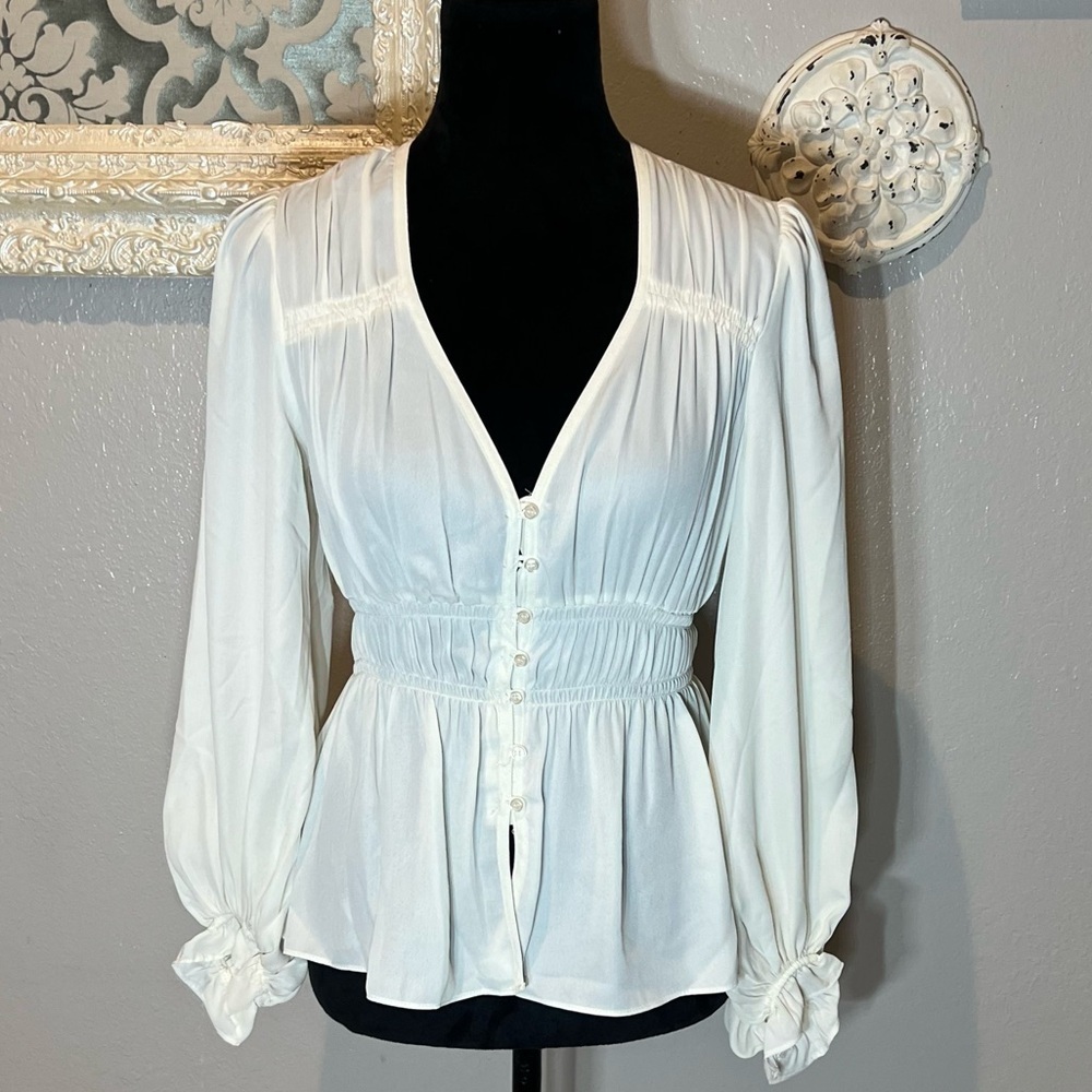 Elegant White Button up Top